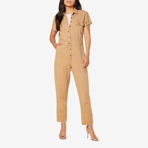 Outerknown S.E.A. Suit Sand Brown Organic Cotton Linen Jumpsuit Short Sleeve XS